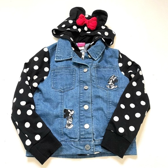 Disney Other - Disney Minnie jean jacket with hood and Minnie ears